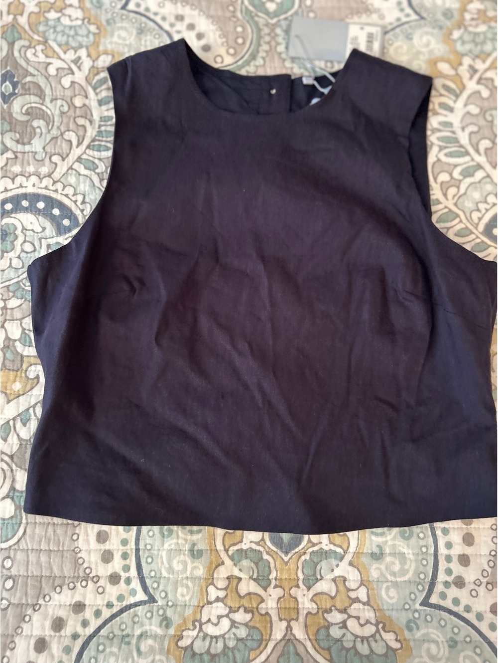 Antonio Melani Sterling Linen Sleeveless Top Size 12 Navy Blue